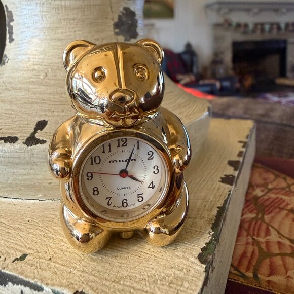 Miniature Milan Brass Teddy Bear Clock Works Perfectly - Picture 4 of 10